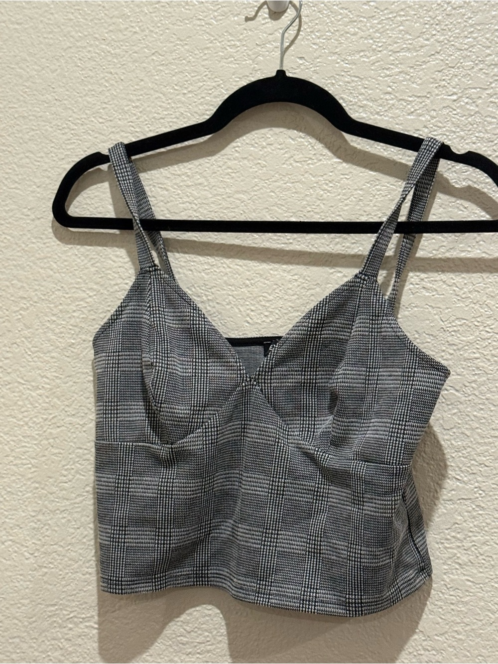 Express Black and White Plaid Bustier Crop Top